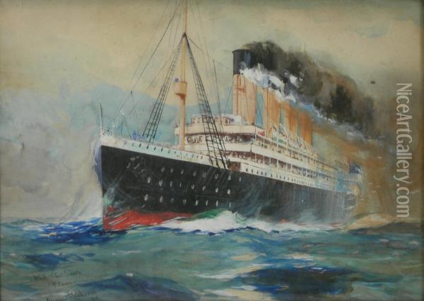 White Star Liner 'titanic' Oil Painting - Bernard Lachevre