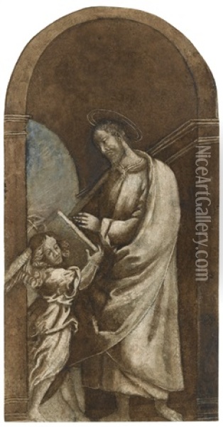 Saint Matthew And The Angel Oil Painting - Gaudenzio Ferrari