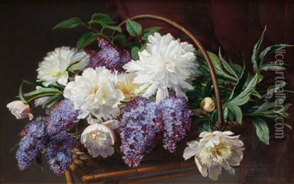 Blomsterstilleben Med Syrener Oil Painting - Emma Mulvad
