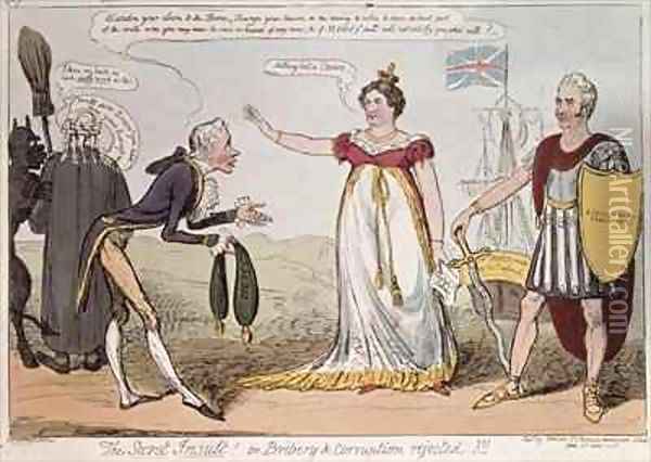 The Secret Insult or Bribery and Corruption Rejected 2 Oil Painting - George Cruikshank I