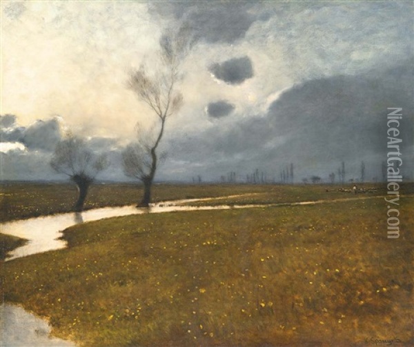 Dawn Oil Painting - Bela Von Spanyi