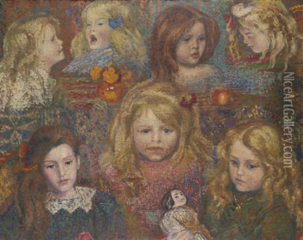 Les Petites Filles Oil Painting - Georges Lemmen