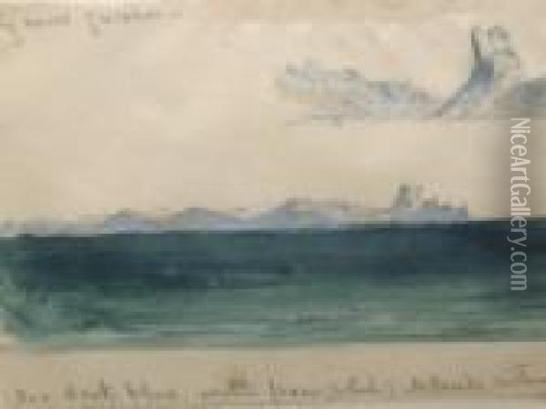 View Of A Mountainous Coast From The Sea Oil Painting - John Ruskin