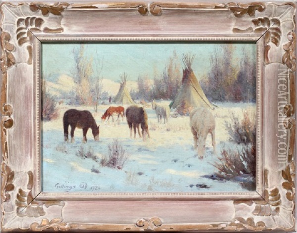 In Winter Oil Painting - Elling William Gollings