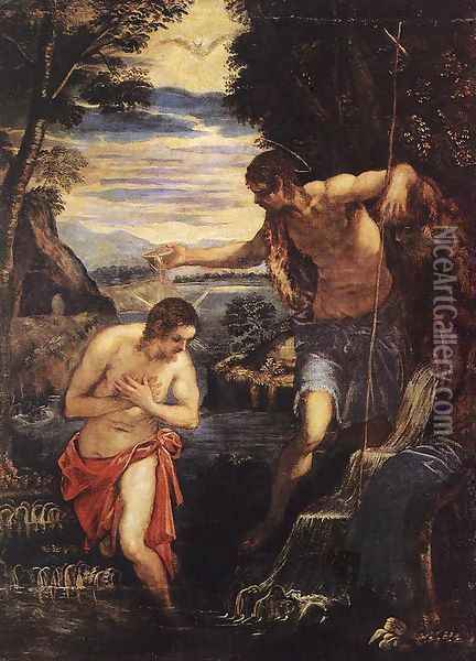 Baptism of Christ Oil Painting - Jacopo Tintoretto (Robusti)