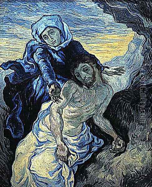 Pieta (wg Delacroix), 1889r Oil Painting - Eugene Delacroix