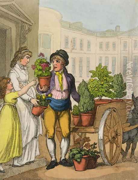 Cries of London The Garden Pot Seller, 1799 Oil Painting - Thomas Rowlandson