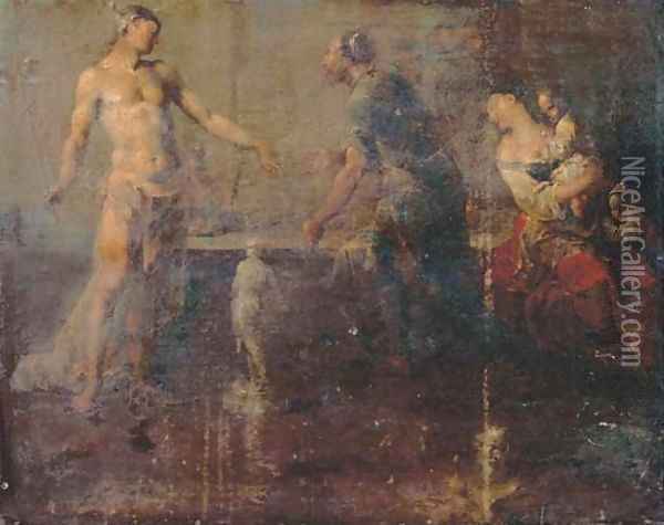 Mercury in the sculptor's studio Oil Painting - Januarius Zick
