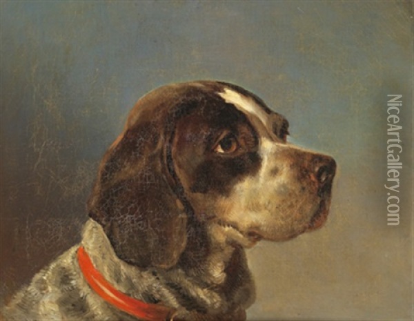 Hundeportrait Oil Painting - Johann Matthias Ranftl