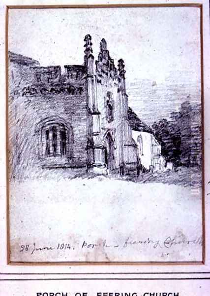 Porch of Feering Church, 28th June, 1814 Oil Painting - John Constable