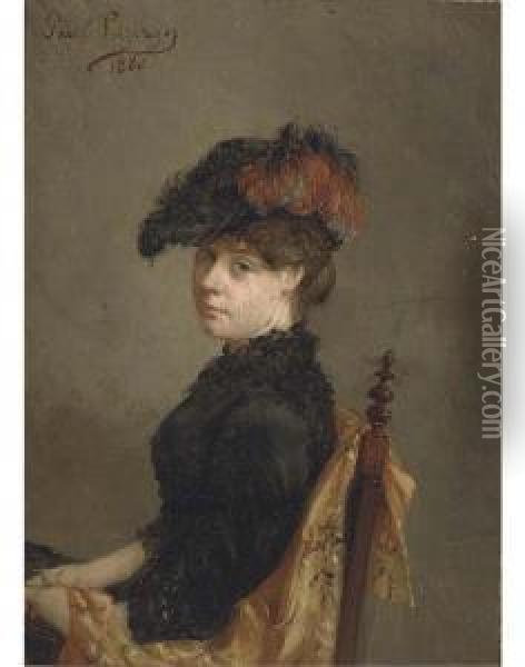 Portrait Of A Lady Oil Painting - Jean Baptiste Paul Lazerges
