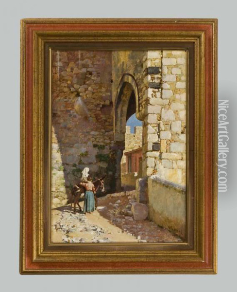 La Porta De San Vincenzo Taormina-sicily Oil Painting - William Logsdail