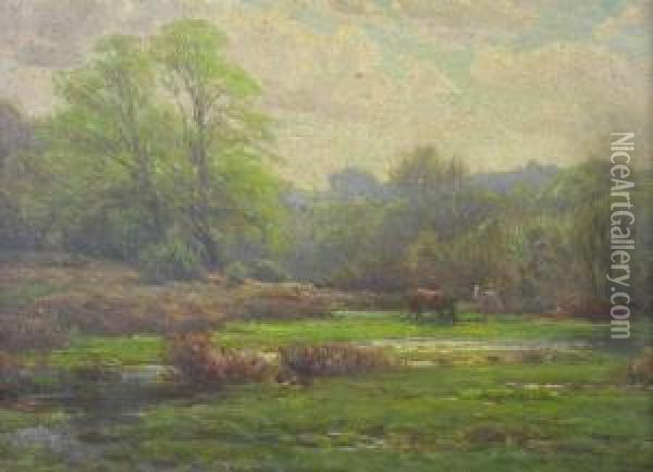 New Forest Scene With Horses Oil Painting - Frederik Golden Short