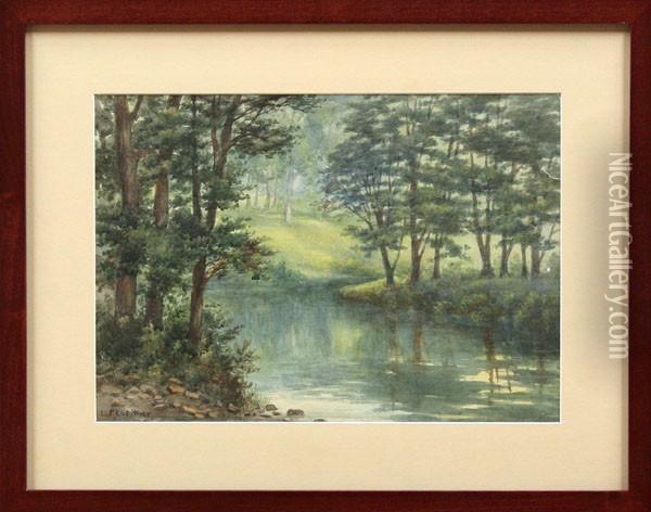 Stream Through The Woods Oil Painting - Lorenzo Palmer Latimer