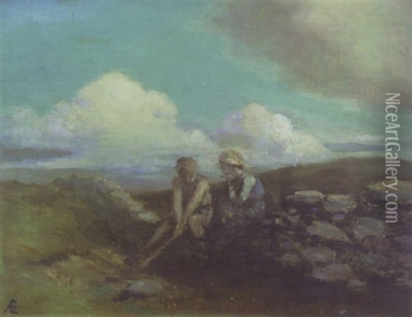 The Wall Builder's Rest Oil Painting - George Russell