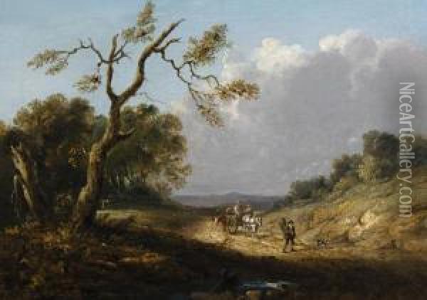 Travellers On A Woodland Path Oil Painting - Patrick, Peter Nasmyth