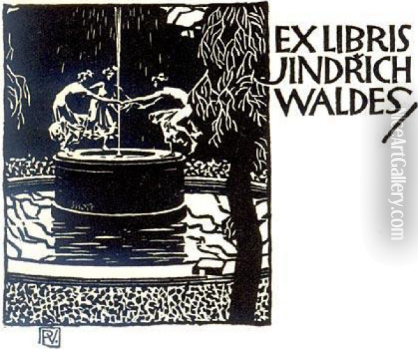 Ex Libris Jindrich Waldes Oil Painting - Vojtech Adalbert Preissig