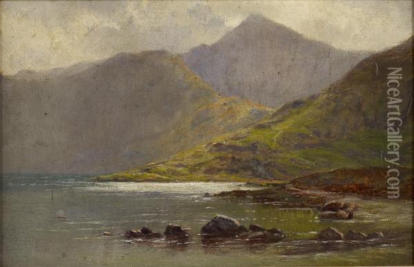 Mists Lifting Over A Highland Loch Oil Painting - Louis Bosworth Hurt