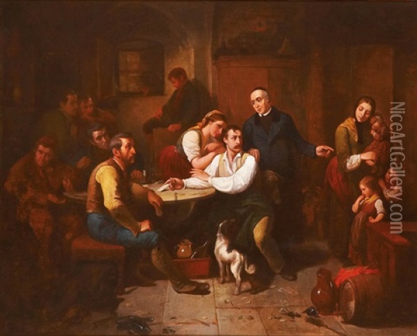 Die Ermahnung Oil Painting - Friedrich Ritter von Malheim Friedlaender