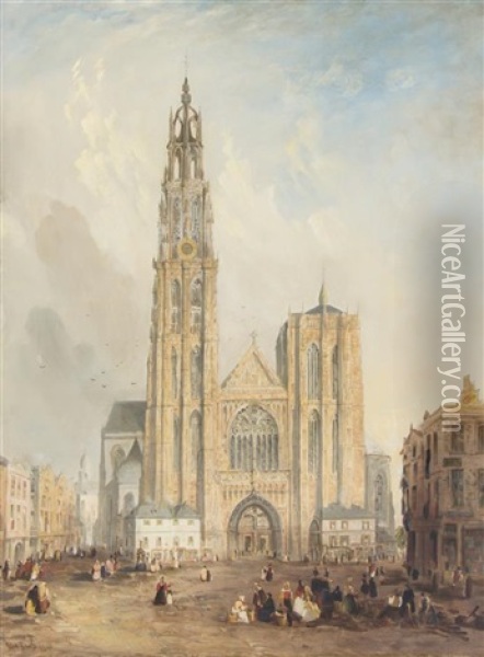 Abbeville Cathedral, 1840 Oil Painting - David Roberts