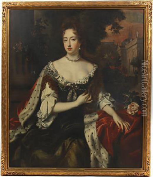 Portrait Of Queen Mary Ii Oil Painting - William Wissing or Wissmig