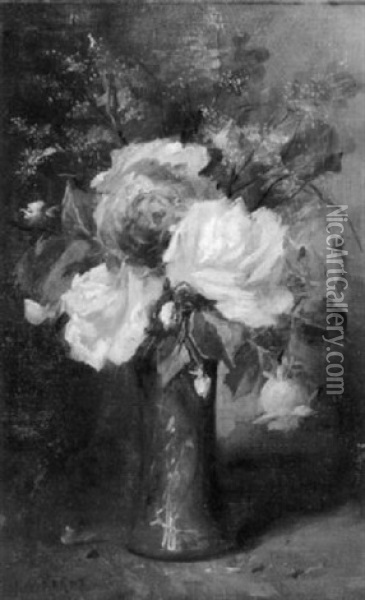 Still Life With Roses Oil Painting - Jules Felix Ragot