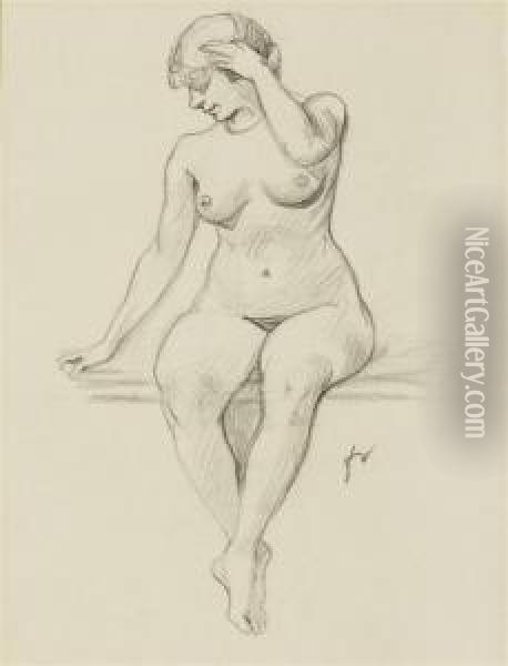 Female Nude Oil Painting - Felix Edouard Vallotton