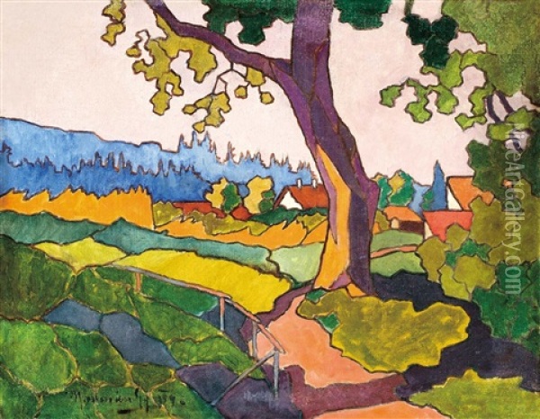 Colourful Landscape Oil Painting - Gyulio von Madarasz