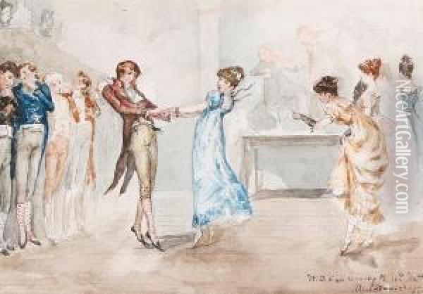 The Regency Dance; The Juggler Oil Painting - Albert Ludovici