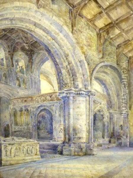Interior Of A Church Crypt Oil Painting - Herbert John Finn
