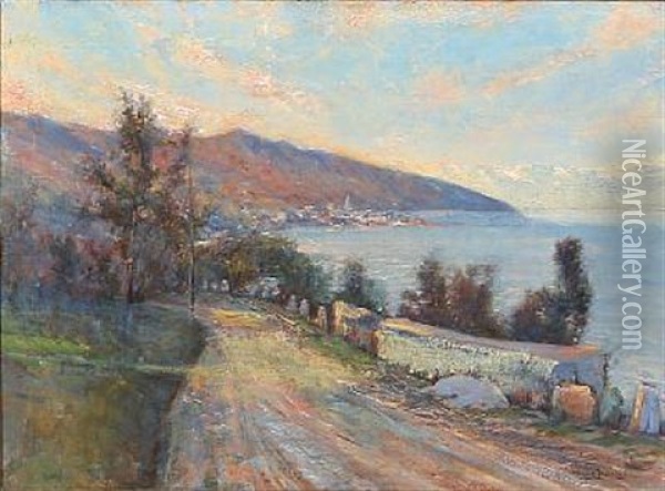 Laurana Ved Adriaterhavet Oil Painting - Holger Hvitfeldt Jerichau