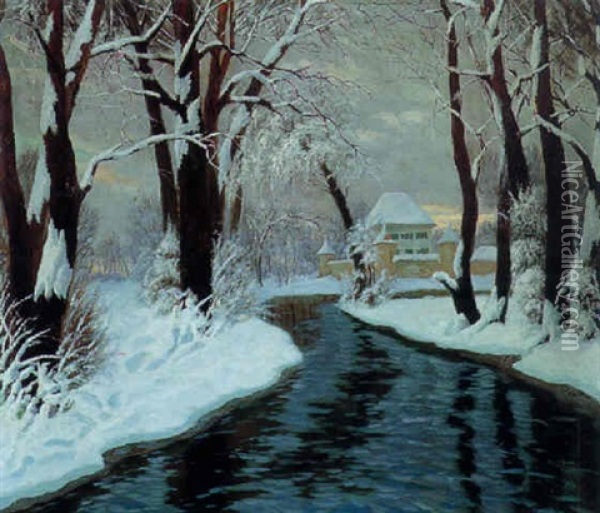 Schlos Im Winter Oil Painting - Jakob Koganowsky