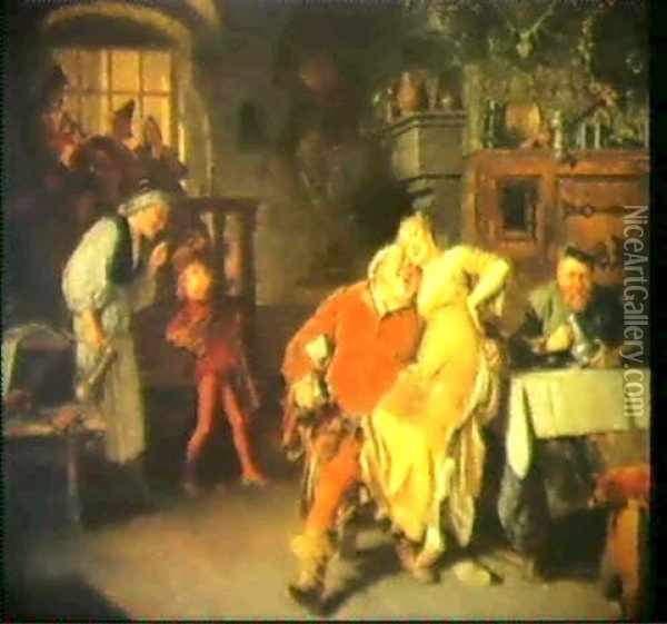 Falstaff In Der Schenke Zum Wilden Schweinskopf. Oil Painting - Eduard von Gruetzner