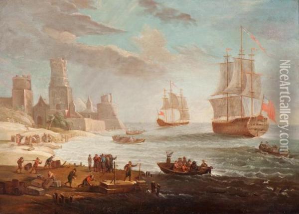 The Provisioning Of English Ships Near The Coast Oil Painting - David The Younger Teniers