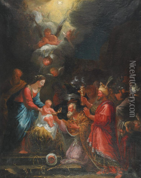 The Adoration Of The Kings Oil Painting - Francois, Francisque Grenier De Saint Martin