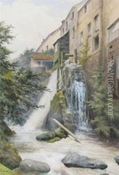 Watermill Oil Painting - Edgar Thomas Wood