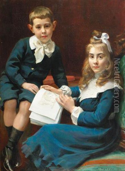 Les Enfants. Oil Painting - Frederic Dufaux