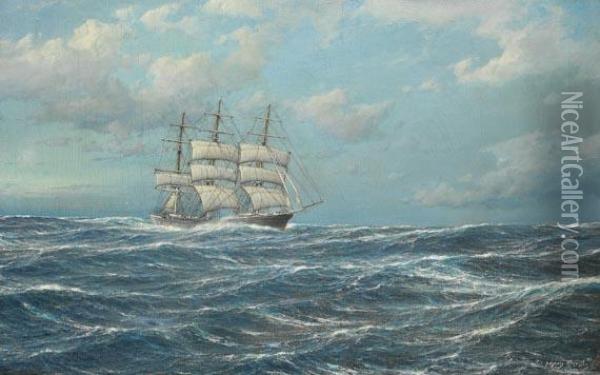 Vollschiff Auf Bewegter See Oil Painting - Hugo Schnars-Alquist