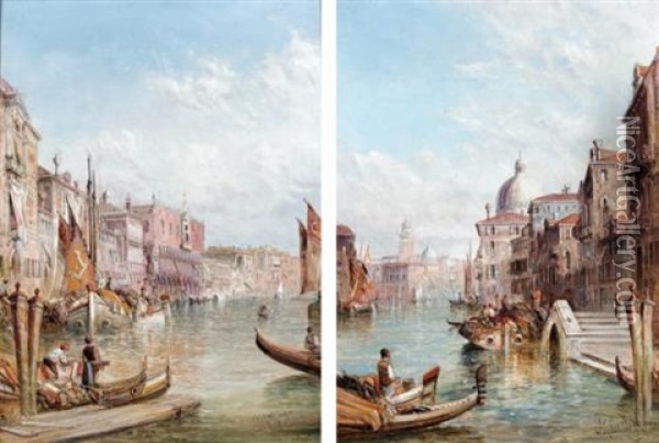Venetian View (+ Another; 2 Works) Oil Painting - Alfred Pollentine