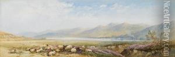 Landscape And Cattle; Landscape And Sheep, A Pair Oil Painting - Cornelius Pearson