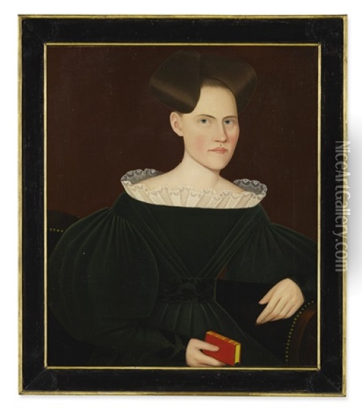 Portrait Helen (lena) Ten Broeck (1803 - 1839) Oil Painting - Ammi Phillips