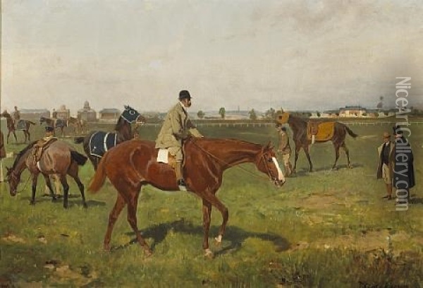 Pferde Auf Der Rennbahn Oil Painting - Tadeusz Ajdukiewicz