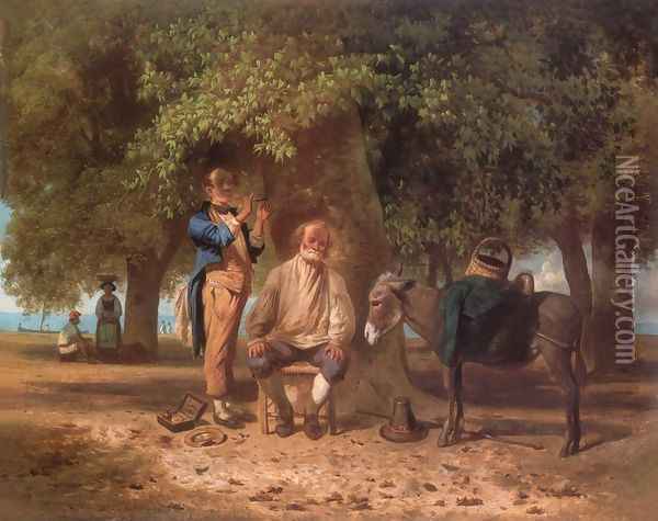 Travelling Barber 1863 Oil Painting - Ferenc Marko
