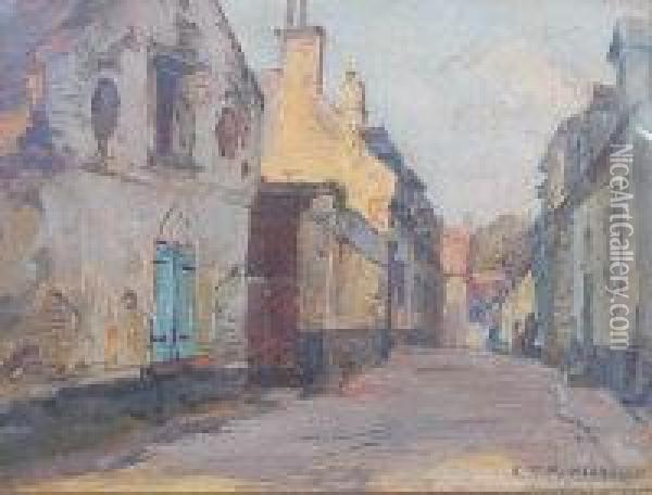 Continental Street Scene Oil Painting - Robert T. Mumford