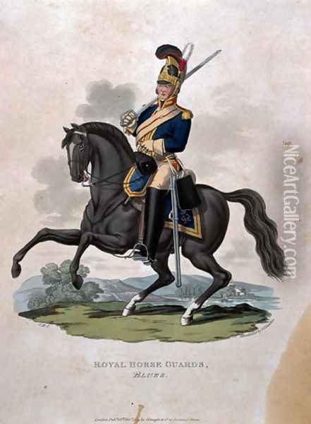 A soldier of the Royal Horse Guards, from Costumes of the Army of the British Empire, according to the last regulations 1812, engraved by J.C. Stadler published by Colnaghi and Co. 1812-15 Oil Painting - Charles Hamilton Smith