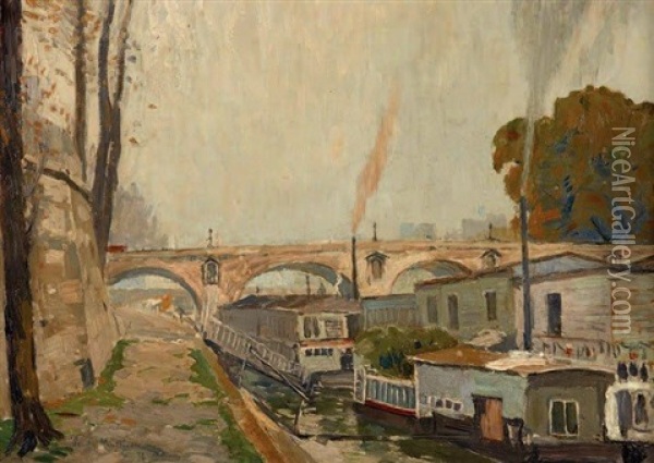 Le Pont De Rouen Oil Painting - Paul Mathieu