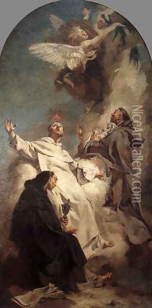 Three Dominican Saints 1738 Oil Painting - Giovanni Battista Piazzetta