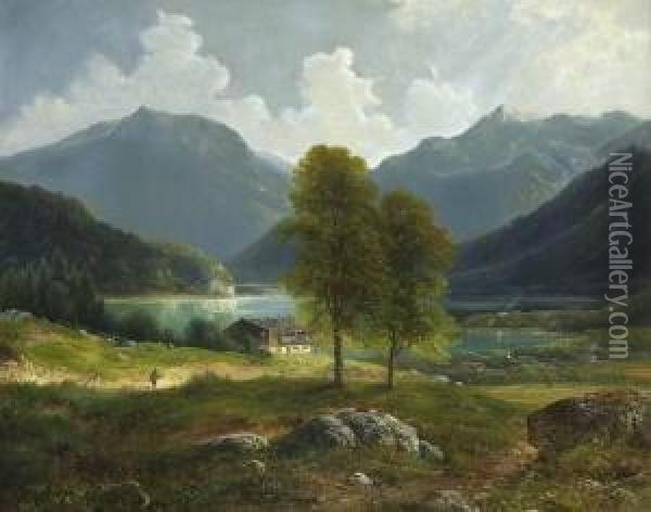 Gebirgssee. Oil Painting - Karl Lefeubure
