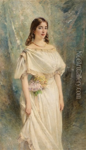 Portrait Of Olga, The Artist's Daughter Oil Painting - Konstantin Egorovich Makovsky