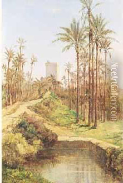 Marrakech, Dans La Palmeraie. Oil Painting - Maurice Levis